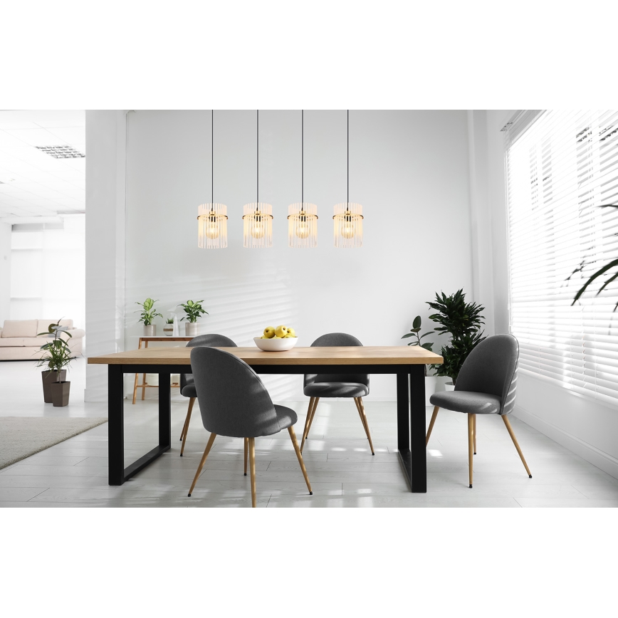 Globo - Ljuskrona med textilsladd 4xE27/60W/230V guld