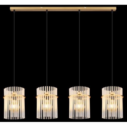 Globo - Ljuskrona med textilsladd 4xE27/60W/230V guld