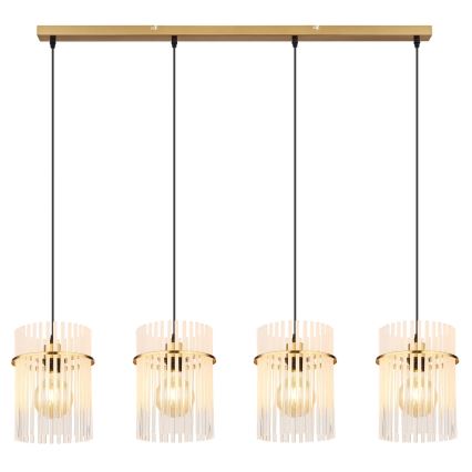 Globo - Ljuskrona med textilsladd 4xE27/60W/230V guld