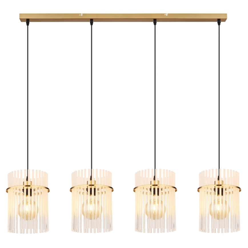 Globo - Ljuskrona med textilsladd 4xE27/60W/230V guld