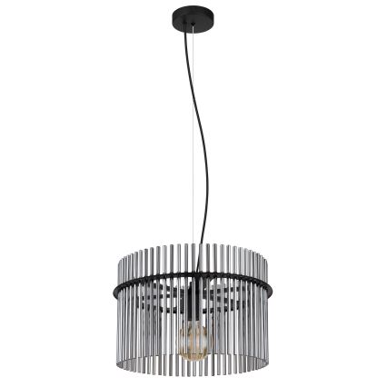 Globo - Ljuskrona med textilsladd 1xE27/60W/230V diameter 40 cm svart