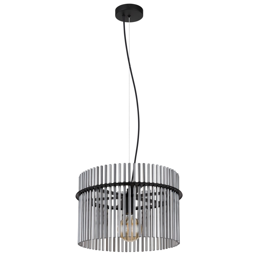 Globo - Ljuskrona med textilsladd 1xE27/60W/230V diameter 40 cm svart