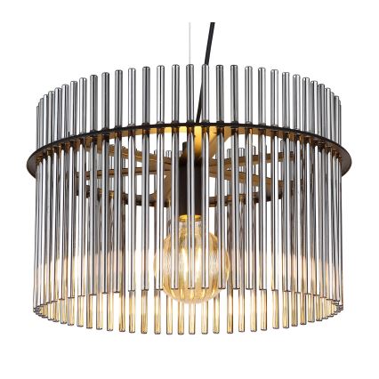 Globo - Ljuskrona med textilsladd 1xE27/60W/230V diameter 40 cm svart