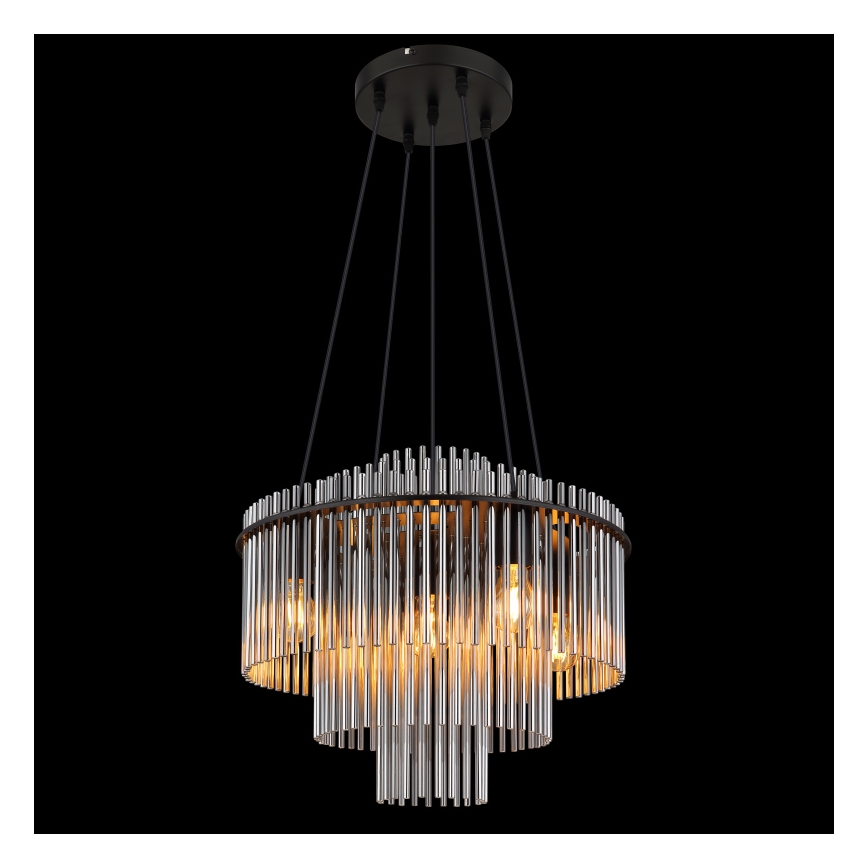 Globo - Hänglampa med kabel 5xE27/60W/230V svart