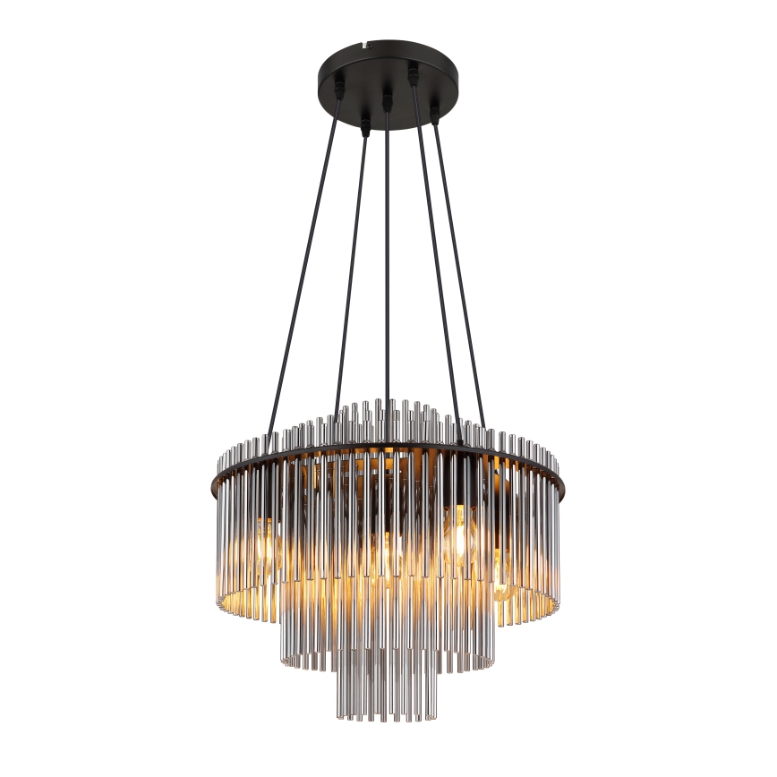 Globo - Hänglampa med kabel 5xE27/60W/230V svart