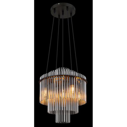 Globo - Ljuskrona med textilsladd 5xE14/40W/230V svart