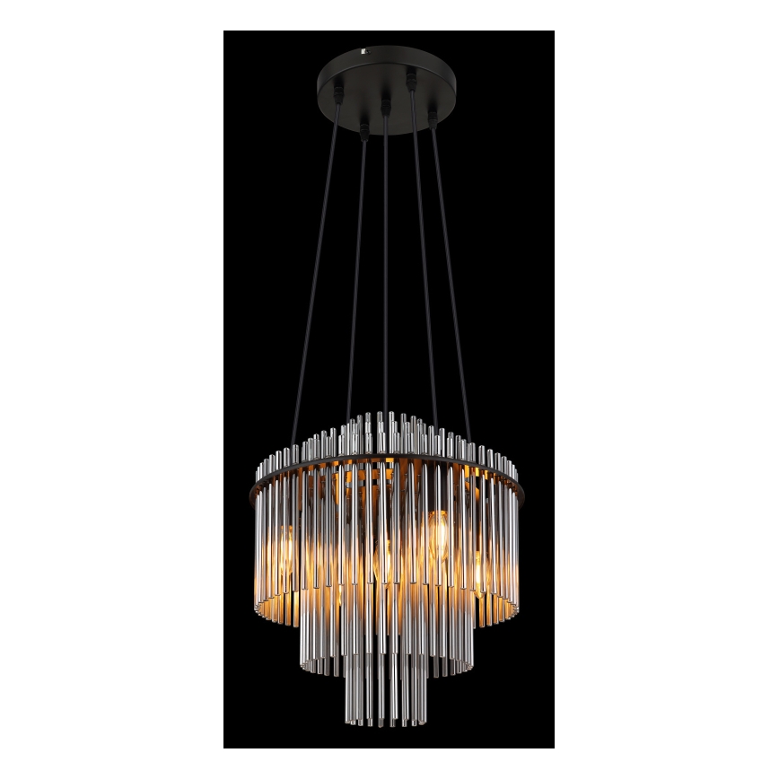 Globo - Ljuskrona med textilsladd 5xE14/40W/230V svart