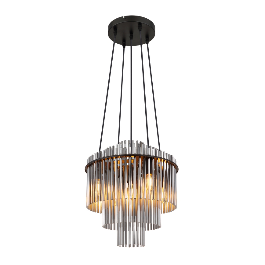 Globo - Ljuskrona med textilsladd 5xE14/40W/230V svart