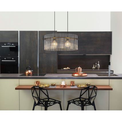 Globo - Ljuskrona med textilsladd 2xE27/60W/230V svart