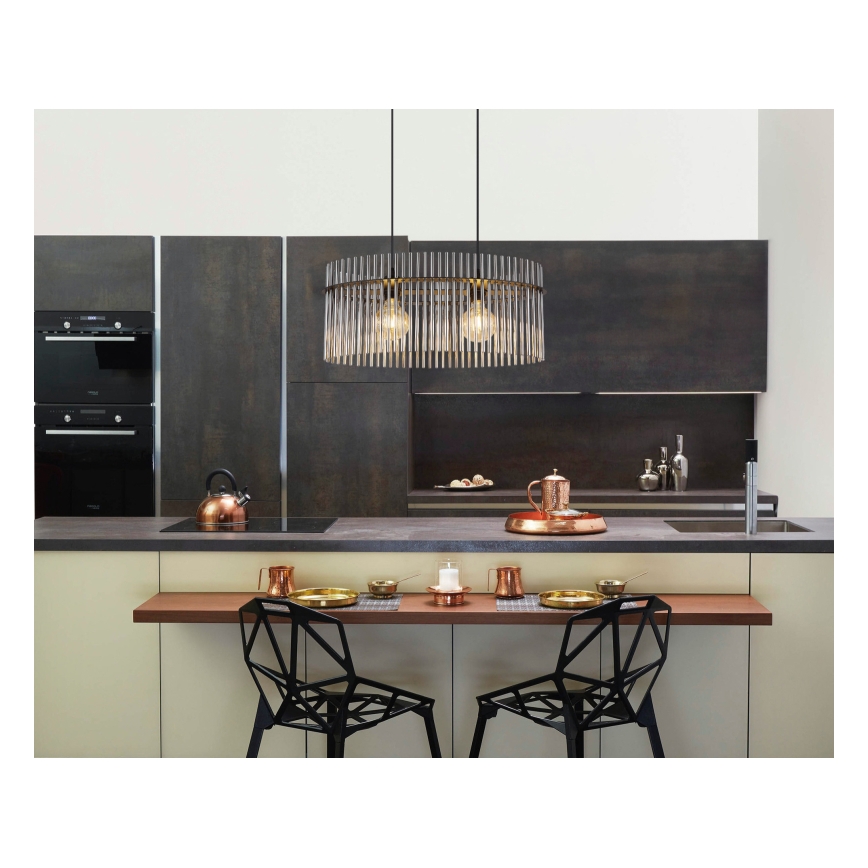 Globo - Ljuskrona med textilsladd 2xE27/60W/230V svart