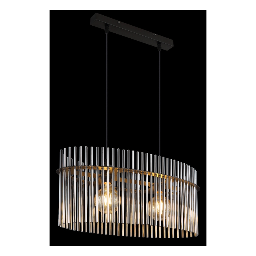 Globo - Ljuskrona med textilsladd 2xE27/60W/230V svart