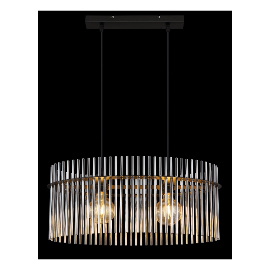 Globo - Ljuskrona med textilsladd 2xE27/60W/230V svart