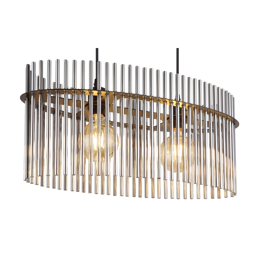 Globo - Ljuskrona med textilsladd 2xE27/60W/230V svart