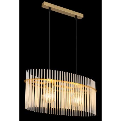 Globo - Ljuskrona med textilsladd 2xE27/60W/230V guld