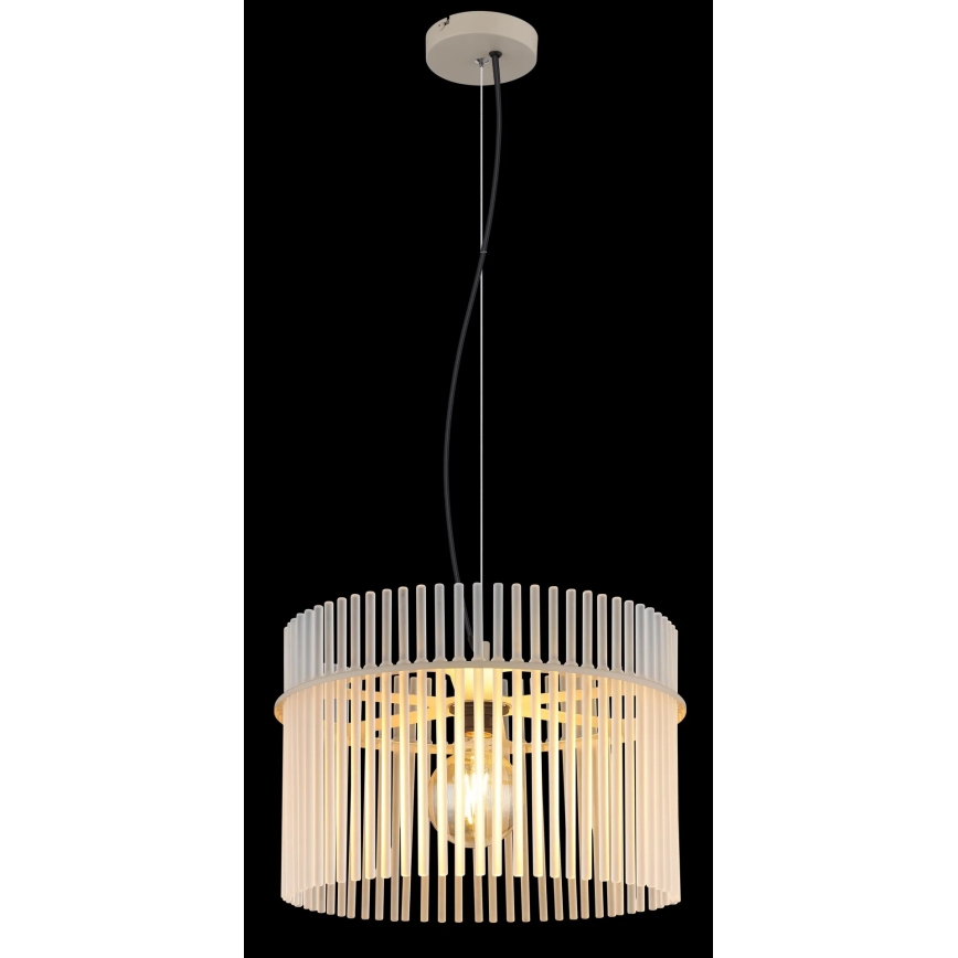 Globo - Pendellampa med kabel 1xE27/60W/230V Ø 40 cm krämfärgad