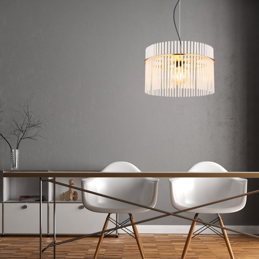 Globo - Ljuskrona med textilsladd 1xE27/60W/230V diameter 40 cm guld