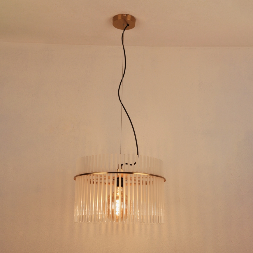Globo - Ljuskrona med textilsladd 1xE27/60W/230V diameter 40 cm guld