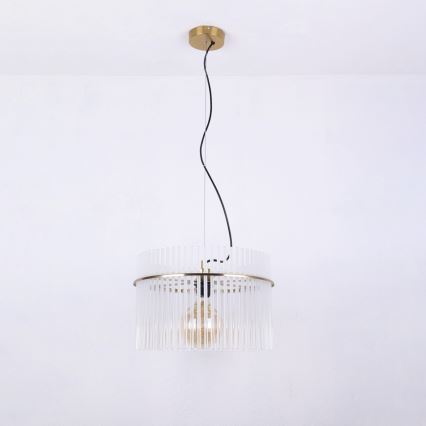 Globo - Ljuskrona med textilsladd 1xE27/60W/230V diameter 40 cm guld