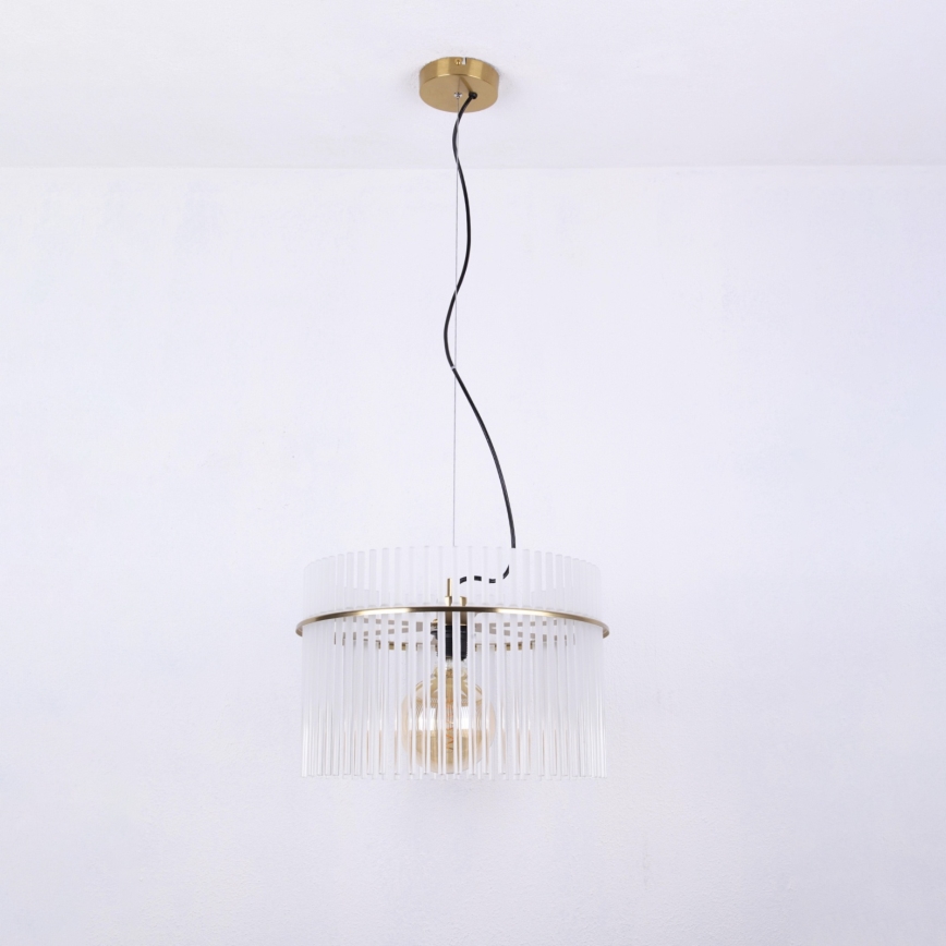 Globo - Ljuskrona med textilsladd 1xE27/60W/230V diameter 40 cm guld