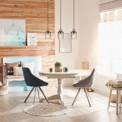 Globo - Ljuskrona med textilsladd 3xE27/15W/230V ek