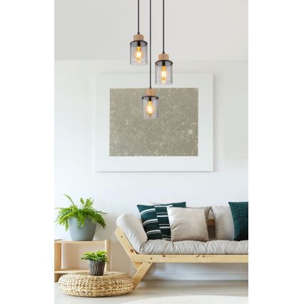 Globo - Ljuskrona med textilsladd 3xE27/15W/230V diameter 27 cm ek