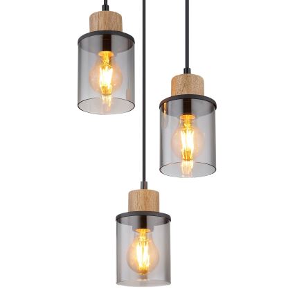 Globo - Ljuskrona med textilsladd 3xE27/15W/230V diameter 27 cm ek