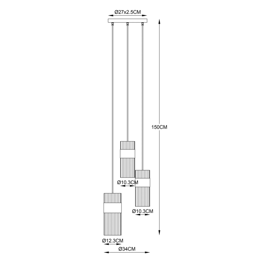Globo - Ljuskrona med textilsladd 3xE27/60W/230V