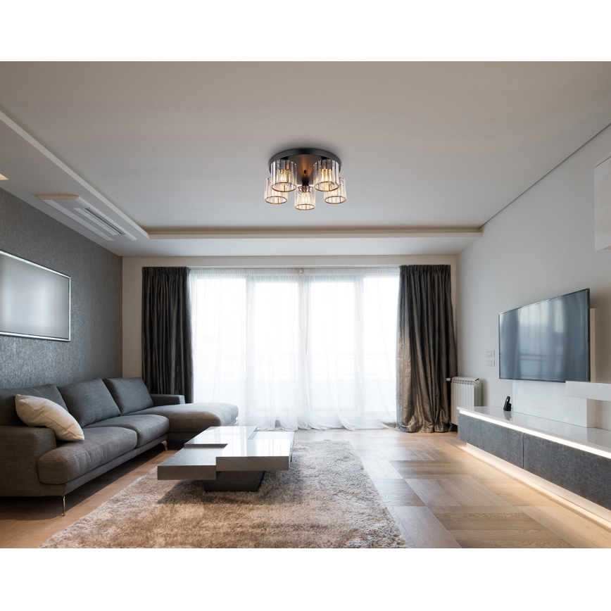 Globo - Ytmonterad ljuskrona 5xE27/60W/230V diameter 46,5 cm svart