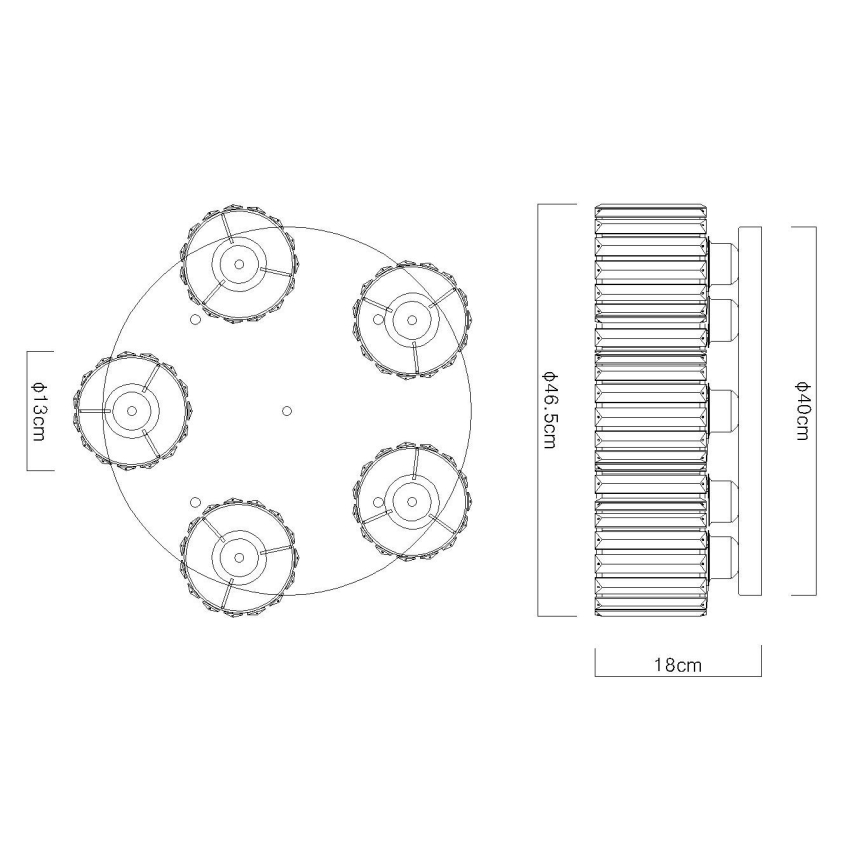 Globo - Ytmonterad ljuskrona 5xE27/60W/230V diameter 46,5 cm svart