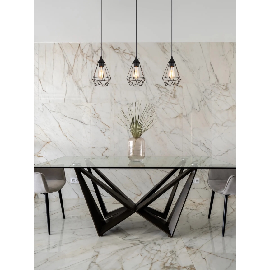 Globo - Ljuskrona med textilsladd 3xE27/60W/230V