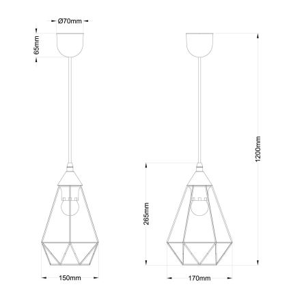Globo - Ljuskrona med textilsladd 1xE27/60W/230V diameter 17 cm