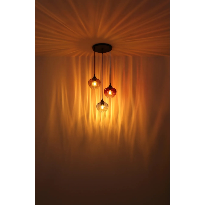 Globo - Ljuskrona med textilsladd 3xE27/60W/230V