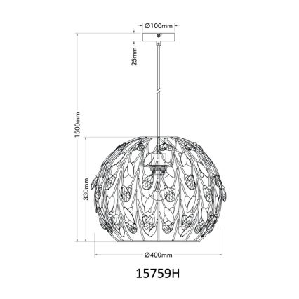 Globo - Ljuskrona med textilsladd 1xE27/40W/230V diameter 40 cm