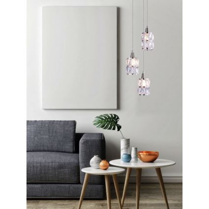 Globo 15760-3 - Kristallkrona med snöre WOLLI 3xE14/40W/230V