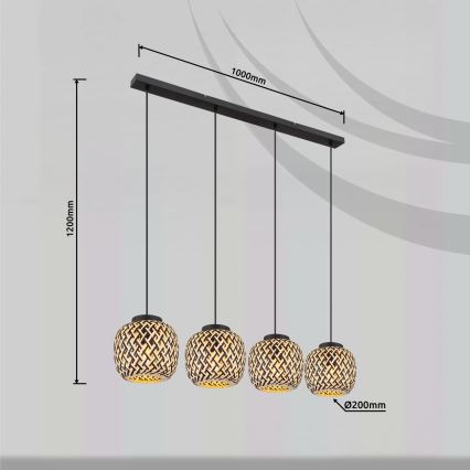 Globo 15766-4H - Ljuskrona med textilsladd COLLY 4xE27/15W/230V