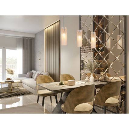 Globo - Ljuskrona med textilsladd 3xE14/40W/230V guld