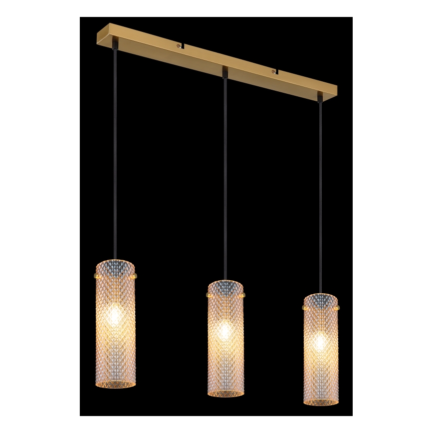 Globo - Ljuskrona med textilsladd 3xE14/40W/230V guld