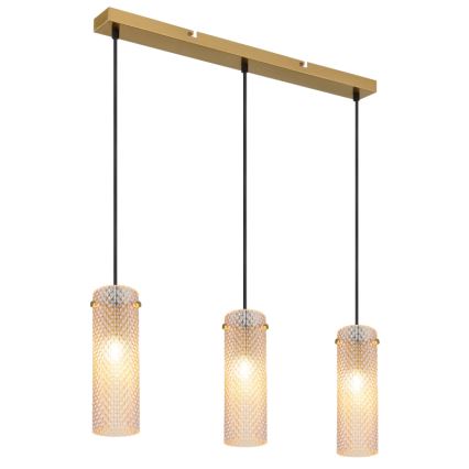 Globo - Ljuskrona med textilsladd 3xE14/40W/230V guld