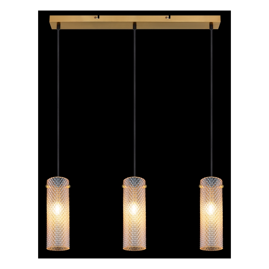 Globo - Ljuskrona med textilsladd 3xE14/40W/230V guld