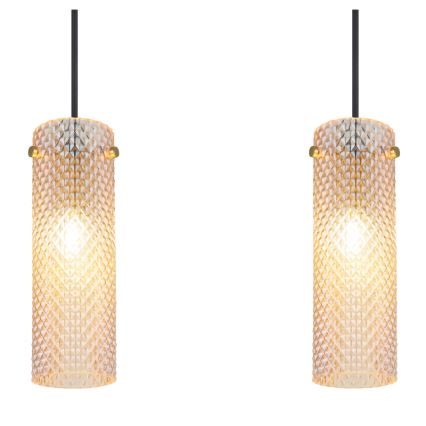 Globo - Ljuskrona med textilsladd 3xE14/40W/230V guld