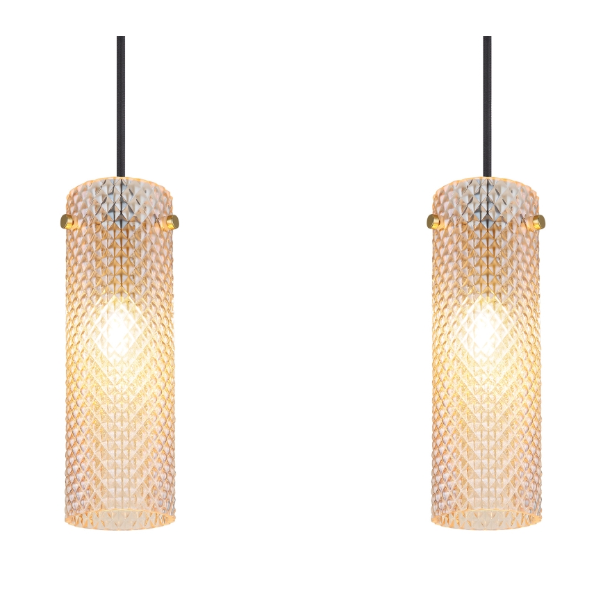 Globo - Ljuskrona med textilsladd 3xE14/40W/230V guld