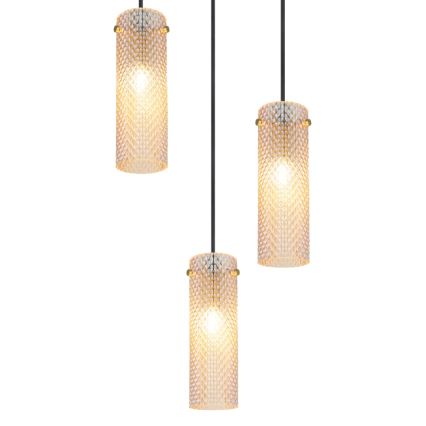 Globo - Ljuskrona med textilsladd 3xE14/40W/230V guld