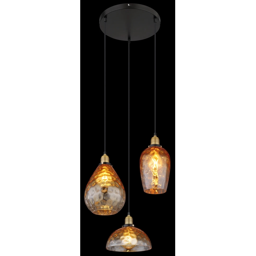 Globo - Ljuskrona med textilsladd 3xE27/60W/230V diameter 46 cm orange