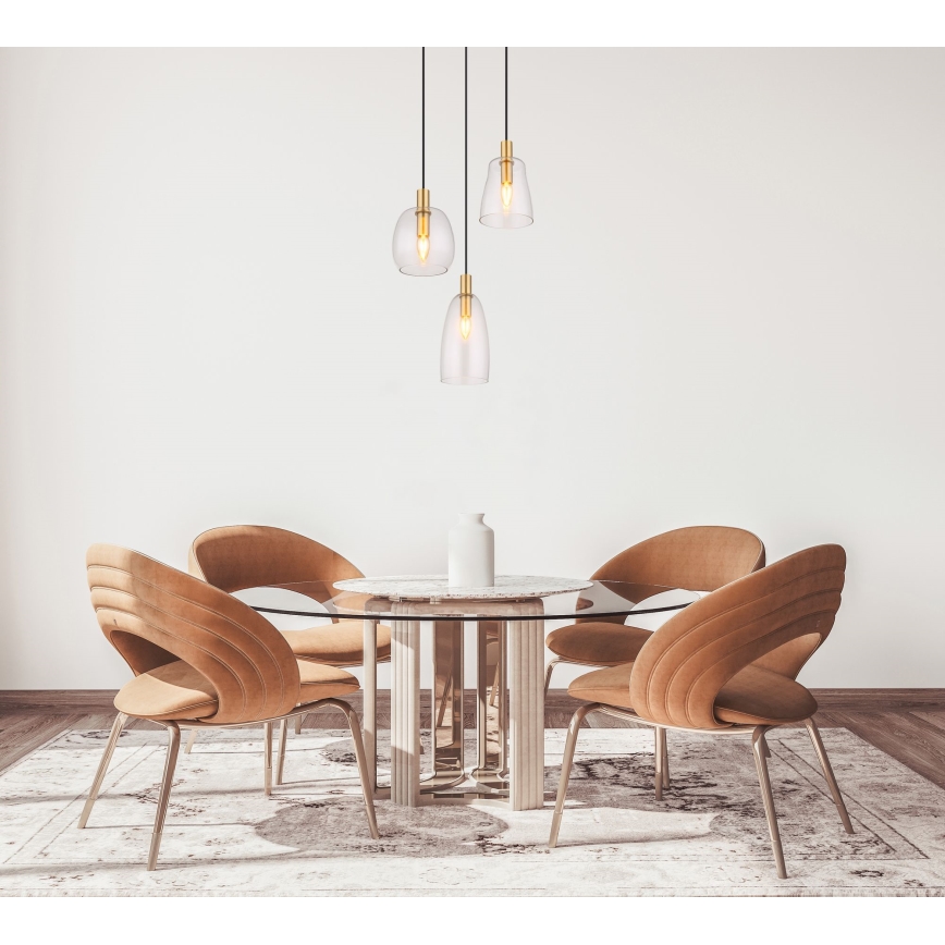 Globo - Ljuskrona med textilsladd 3xE14/40W/230V diameter 43 cm mässing