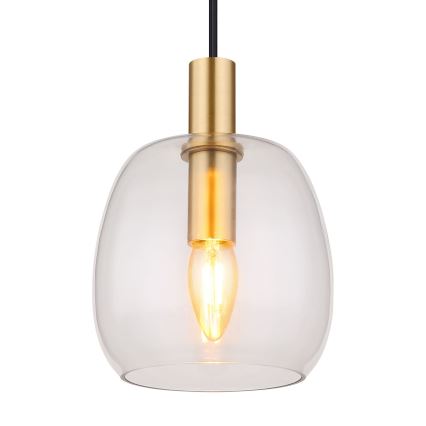 Globo - Ljuskrona med textilsladd 1xE14/40W/230V diameter 16 cm mässing