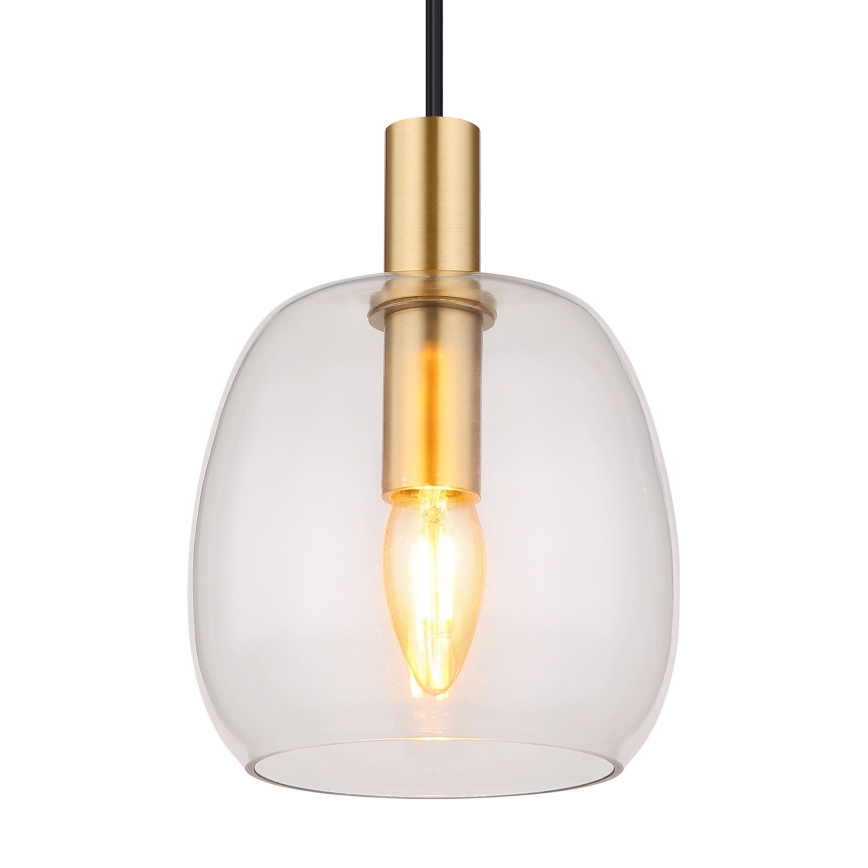 Globo - Ljuskrona med textilsladd 1xE14/40W/230V diameter 16 cm mässing