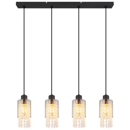 Globo - Ljuskrona med textilsladd 4xE27/40W/230V svart