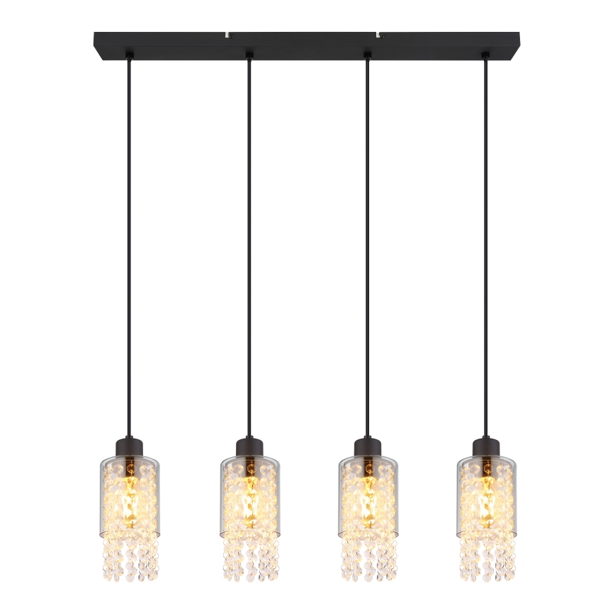 Globo - Ljuskrona med textilsladd 4xE27/40W/230V svart