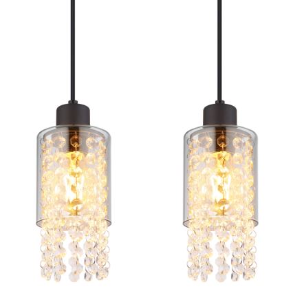 Globo - Ljuskrona med textilsladd 4xE27/40W/230V svart