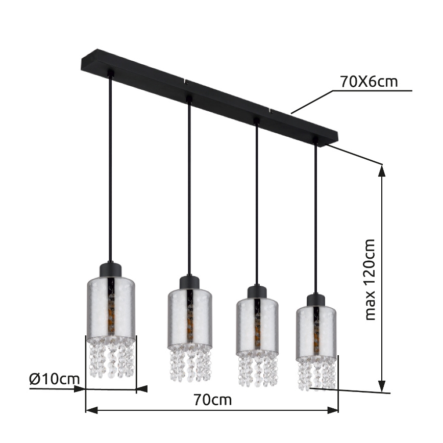 Globo - Ljuskrona med textilsladd 4xE27/40W/230V svart